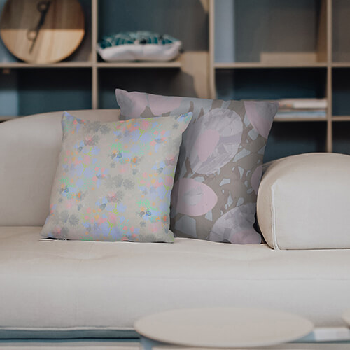 Bloom and Medow Pillows On The Sofa