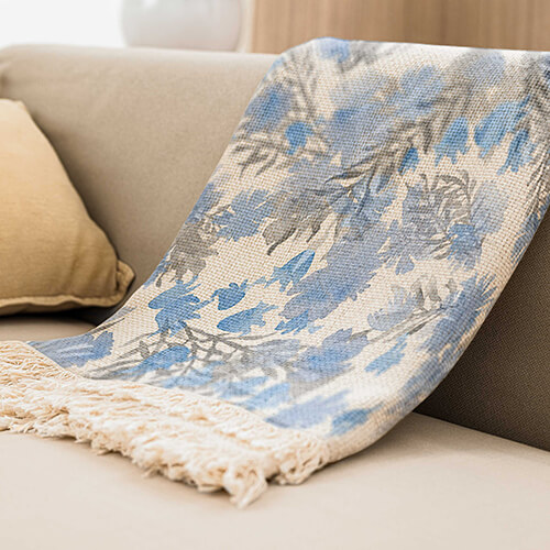 Blue Flowers Throw